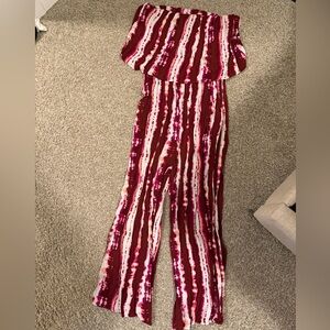 Stylish Women's Red and White Jumpsuit